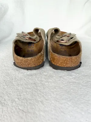 Birkenstock Women’s Suede 2-Strap Buckle Slide Sandals Beige EU 37 US 6 thumbnail 5