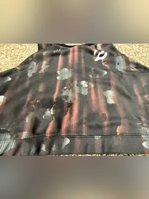 Peloton Black and Burgundy Floral-Striped Crop Sports Bra size large thumbnail 5
