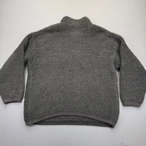 Aerie Womens Quarter Zip Sherpa Pullover Sweater‎ Charcoal Gray Medium JY442VK thumbnail 9