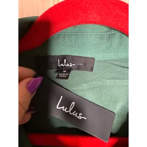 NWT Lulus Short Sleeve Mini Dress & Romper Green Linen Dark Blue Bundle Size M thumbnail 5