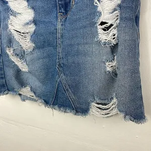 Y2K Hollister Denim Distressed Mini Skirt Jean size 00 thumbnail 3