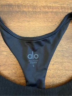 Alo Knot Bra Women’s Small Black Ribbed Sports Bra Tank Top thumbnail 2