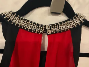 XOXO M woman halter Top red/ black. Rhinestone embellishment thumbnail 3