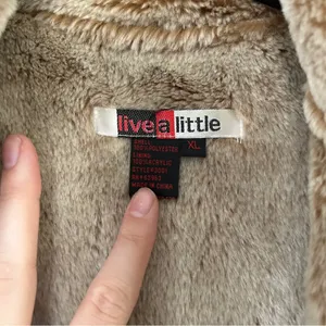 Live A Little Faux Suede Faux Fur Tan Vest Bohemian Casual Western 70s Retro XL thumbnail 3