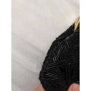 Vintage Marshall‎ Fields Black Beaded Clutch Hand Made Evening Bag Gold Chain thumbnail 7