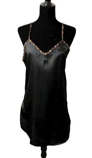 Black and Animal Print Cheetah Slip Dress Size Large thumbnail 1
