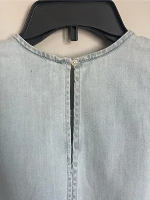 AERIE | Light Wash Denim Tank with Frayed Hem Sz XS thumbnail 5