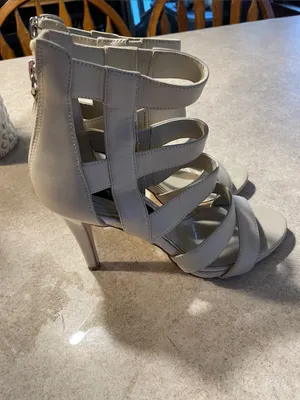 White House Black Market Strappy Open-Toe Heeled Sandals - Cream thumbnail 6