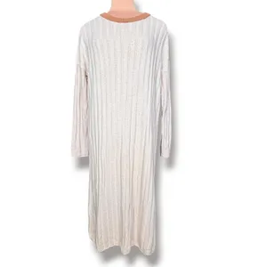Madewell Re)sourced Ribbed Wool Alpaca Midi Sweater Dress Large Colorblock Tan L thumbnail 11