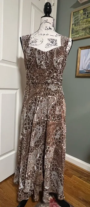 Whimsy patterned brown maxi Dress Size 10 thumbnail 1