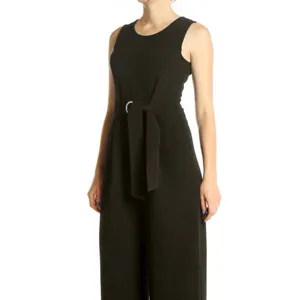 Romeo & Juliet Couture Black Sleeveless Belted Wide Leg Jumpsuit Size Medium thumbnail 2
