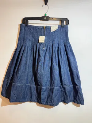 NWT Free People We The Free Peyton Pintuck A-Line Denim Midi Skirt Size 4 thumbnail 6