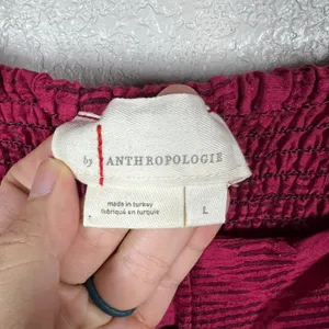 Anthropologie Womens Puff Sleeve Blouse Top L Burgundy Red Romantic Goth Vamp thumbnail 3
