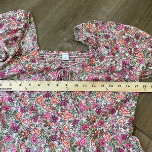 Old Navy Short Sleeve Fit & Flare Dress Sweetheart Neck Pink Ditzy Floral ~ Sz M thumbnail 11