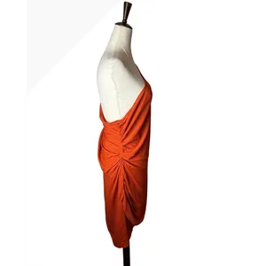 Rue Stiic Aubrey Mini Dress Women Medium Orange One Shoulder Ruched Anthro thumbnail 6