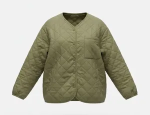 Nordstrom Quilted Liner Jacket‎ Medium Olive Green Diamond Stitch Snap Front thumbnail 1