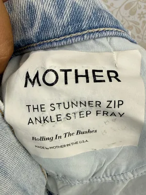 MOTHER The Stunner Zip Ankle Step Fray Distressed Light Wash Jeans - Size - 24 thumbnail 7