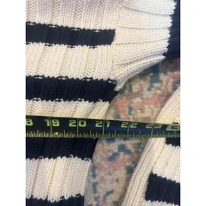 Abercrombie & Fitch Womens Cream Navy Striped Ribbed‎ Mock Neck Sweater Medium thumbnail 5