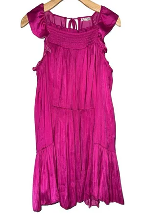 Free People Women’s XS Fuchsia Pink Want Your Love Ruffled Hems Tie Back Dress thumbnail 4