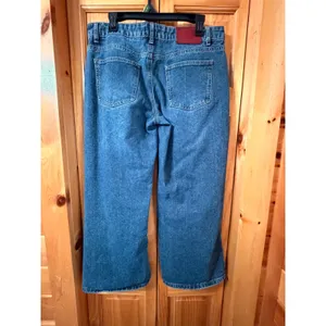 Edikted Women's Sz L Dark Wash Wide Leg Jeans Mid‎ Rise Denim thumbnail 2
