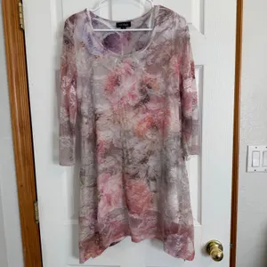 Y2K Fairycore Floral Lace Tunic Top Sheer Mesh Overlay Blouse Cal Style Size M thumbnail 6