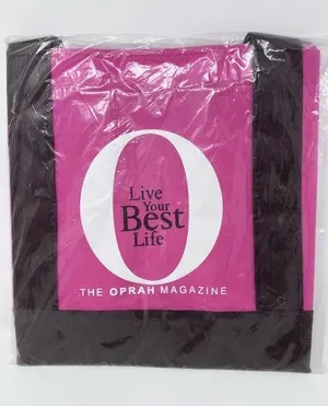 The Oprah Magazine Live Your Best Life Pink Brown Bag‎ 17 1/2" Wide x 10 1/2" T thumbnail 1