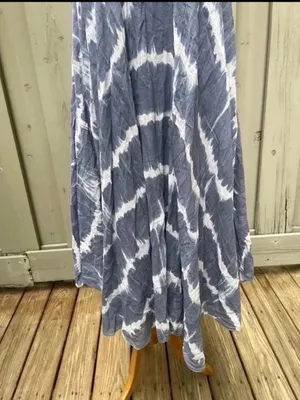 Made In Italy Blue Tie Dye Bohemian Maxi 100% Cotton Sun Dress Size M thumbnail 5