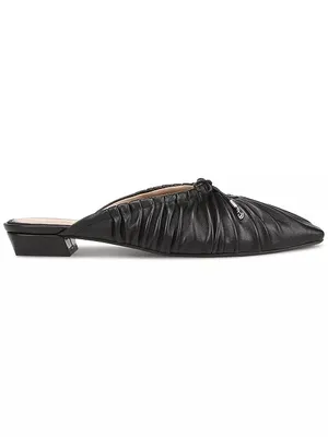 NEW Sam Edelman Women's Julia Ruched Pointed-Toe Flats Black 8.5 Leather thumbnail 4