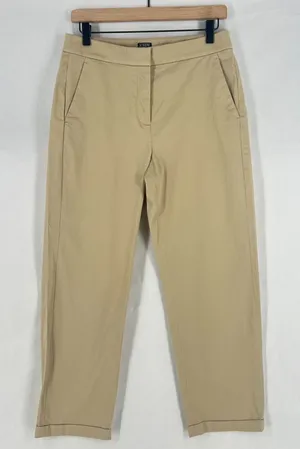 J.Crew Kate Dress Pants‎ Women 6 Beige Cotton Mid Rise Formal Straight Leg thumbnail 1