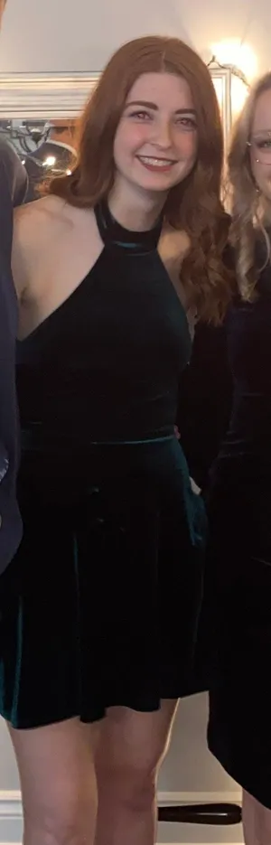 Boutique green velvet halter dress thumbnail 3