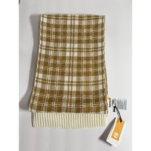 Timberland‎ Buffalo Plaid Knit Scarf in Wheat/Cream Chunky Women’s Unisex OS NWT thumbnail 7