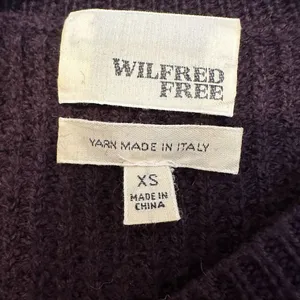 Aritzia Wilfred‎ Free XS Isabelli High Low Wool Waffle Knit Sweater Plum Purple thumbnail 3