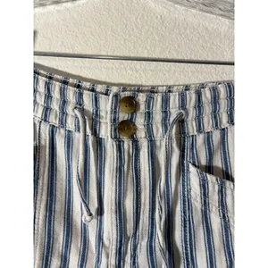American Eagle Outfitters Women's Size 4 Blue White Striped Pants Tapered Crop thumbnail 5
