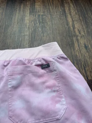 FIGS Women’s Marbled Rose Pink Yola Yoga Skinny Scrub Pants Hospital- Size LP thumbnail 8