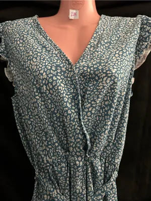 Cupshe Women’s Sleeveless Blue & White Floral Printed Tie-Waist Romper MD NWT thumbnail 7