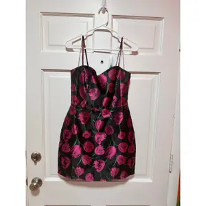Lulus Pretty Blooms Black Floral Jacquard Sleeveless Mini Dress Size Large thumbnail 4