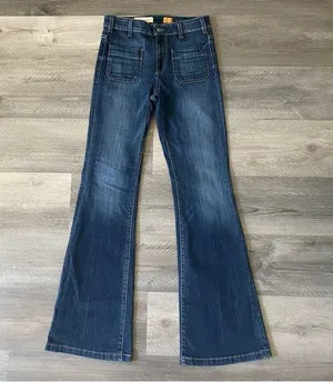 Anthropologie Pilcro Flare Jeans 28 Waist Dark Wash Flattering Bohemian thumbnail 2