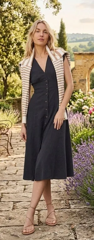 NWT Marine Layer Camila Maxi Dress Navy Blue Size XS Hemp Tencel Stretch thumbnail 1