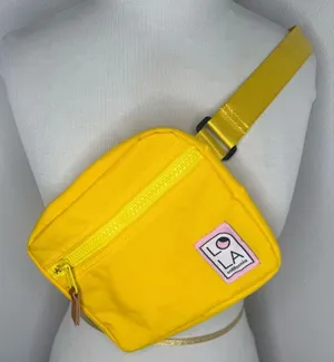 Lola California Sleek Hippie Waist Crossbody Fanny Pack Nylon Yellow Belt Bag thumbnail 1