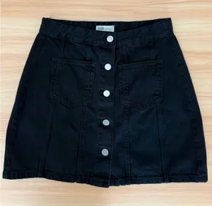 Zara Black Denim Mini High Waist Mini Skirt. Size Medium thumbnail 1