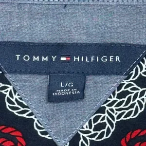 Tommy Hilfiger‎ Top Sz L Abstract Patriotic Print Button Up Shirt Preppy Casual thumbnail 7