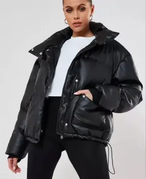 Missguided faux leather puffer thumbnail 1