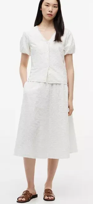 Tommy Hilfiger Women's Broderie Eyelet Elasticated-Waist White Skirt Medium $90 thumbnail 1