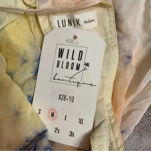 LUNIK Wild Bloom Dress womens Medium‎ Tie Dye Sleeveless Summer Pastel Flowy thumbnail 3