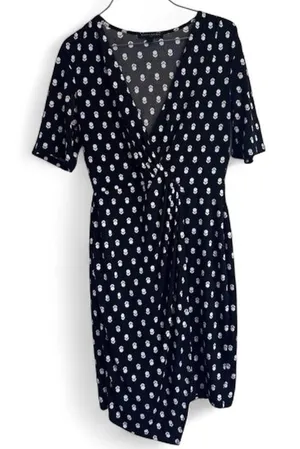 Banana Republic Black & White Polka Dot Wrap Dress Size‎ XS thumbnail 1
