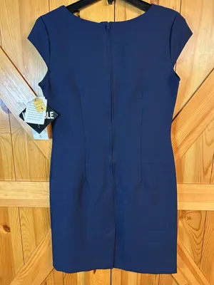 Vintage Chad's Place Navy Flower Dress Women's 6 NWT (0327) thumbnail 5