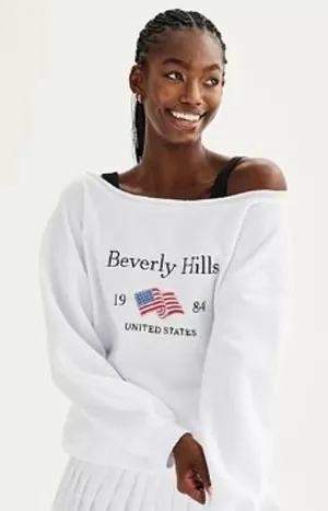 Harper Ivy Beverly Hills 1984 USA Flag Sweatshirt White Size S thumbnail 1