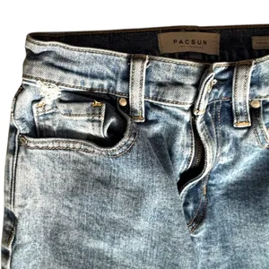 PacSun Vintage Icon Distressed Skinny Jeans Light‎ Wash Raw Hem 23 Inch Waist thumbnail 5