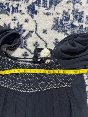 Free People Maxi Dress I'm The One Smocked Easy Fit Ruffle Black sz L thumbnail 8