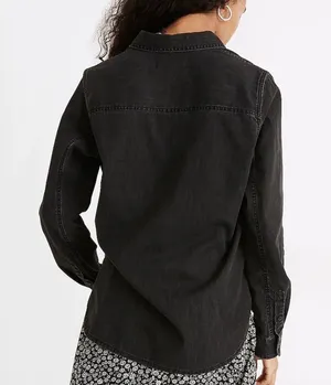 Madewell Denim Button Up Shirt in Lunar Wash Ash Black thumbnail 3